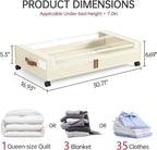 Yecaye 4 Pack Under Bed Storage with Wheels, Under Bed Storage Containers with Lids, Large Under Bed Rolling Storage with Clear Window & Label, Rolling Drawers for Clothes, Blankets, Books
