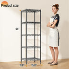 5 Tier Metal Shelving Unit Wire Shelving,Storage Shelves for Small Space:Adjustable Storage Rack Standing Bathroom Shelf and Narrow Shelf for Laundry Dorm Kitchen Pantry Closet15.8"w*11.8"D*53"H