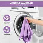 Microfiber Cleaning Cloth, 12 Pack Purple Cleaning Rags for Housekeeping, Reusable Microfiber Towels for Car, Kitchen, Bathroom and Household Cleaning Supplies, 11.8"X11.8"