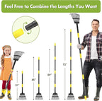 INFLATION Garden Rake for Leaves Sturdy Small Metal Yard Leaf Rakes for Lawns 78" Length 8.5 Inch Wide Adjustable 11 Tines for Women Men Kids Lightweight with Non-Slip Comfortable Smooth Long Handle