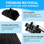Broom with Dustpan Combo Set and Silicone Air Broom Kit, 51" Long Handle Floor Squeegee, Black Household Kit for Glass Window Rugs Pet Hair Home