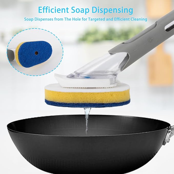 8 Packs Dish Wand Replacement Sponge Scouring Pad Heads Refills Compatible with Scrub Daddy, Scrub Sponge for Detachable Dish Scrubber Brush with Cut Out for Soap Dispensing, for Kitchen Cleaning