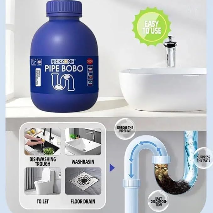 Sink and Drain Cleaner Powder - Drain Clog Remover, Pipe Bobo D-rain Cleaner for Kitchen Bathroom Tubs and Showers, Powerful Unclogging Improve Water Flow (1 Bottle, Fl Oz, 13.4)
