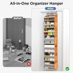 Mefirt Over The Door Organizer, 7 Tier Door Hanging Organizers with 7 Large Pockets 12 Side Pockets, Behind Door Storage Hanging Shelves for Closet Bathroom Bedroom Nursery