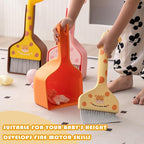 Mini Broom and Dustpan Set Cartoon Small Broom with Dustpan Combo Set Cute Cleaning Kit for Home Office Floor (Orange)