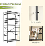 DurayLoly Storage Shelves 5 Tier Capacity,Metaling Shelving with Hooks,Heavy Duty Garage Shelves Unit with Leveling Feet,Wire Shelving for Pantry,Kitchen and Closet,23.6" W x 13.8" D x 72.4" H,500lbs