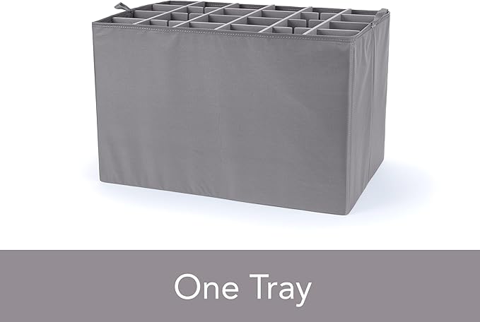 Covermates Keepsakes - Adjustable Zip-Top Storage Box - Configurable FlexGrid Compartments - Heavy Duty Polyester- Reinforced Handles - Stackable Design - Indoor Storage, Brown Heather