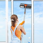 Chabatree Window Squeegee Cleaner Set 2-in-1 Window Cleaning Tool with Extendable Pole, Window Cleaning kit with Bendable Head for Indoor & Outdoor Glass for Car Indoor Outdoor High Windows（Kit2.0）