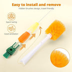 OUTXE 5 Pack Bottle Brush Set, 5-in-1 Water Bottle Cleaner Brush, 15" Long Handle Bottle Cleaning Brush, 3 Straw Brush, Removable Nipple Brush, Detail Brush for Cup Lid Gap, WBBSBLB5