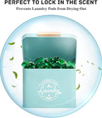 SACREDAY Laundry Pods Holder with Hinged Lid, Farmhouse Space-Saving Metal Container for Laundry Room Decor Organization and Storage, Detergent Dispenser for Efficient Laundry Room Use (Green)
