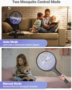 YISSVIC Electric Fly Swatter Bug Zapper Racket 4000V LED Screen Dual Modes Fly Zapper Rechargeable for Indoor Home Office Backyard Patio Camping (Black-2 Pack)