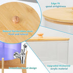2*Laundry Detergent Dispenser with Shelf & Bamboo Lid - 158 Oz Liquid Detergent, Laundry Soap & Fabric Softener Dispenser for Laundry Room Organization and Storage with 2 Cups & 20 Labels