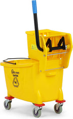 Simpli-Magic 79358 Commercial Mop Bucket with Side Press Wringer, 26 Quart, 14.75"L x 12.95"W x 19.95"H, Yellow