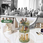 Asayuee 360 Rotating Makeup Organizer,3 Tier Large Capacity Make Up Organizers and Storage,Skincare Perfume Vanity Organizers,Bathroom Cosmetics Storage Organizer Countertop (Green)