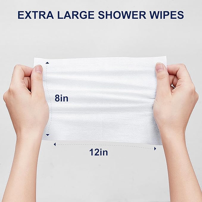 Ourmed Life Rinse-Free Body Wipes for Adults Bathing - Extra Large 8" x 10", Thick Aloe Shower Wipes, No Rinse Cleansing Wipes for Elderly, Camping, Hiking, GYM, Travel, 24Count (Unscented)