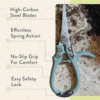 Modern Sprout Hand Pruners & Shears Set with Blister Pack - Lightweight Gardening Tools with Easy Lock - Sharp Carbon Steel Blades -Rust Resistant Scissors for Herbs, Flowers - Chartreuse