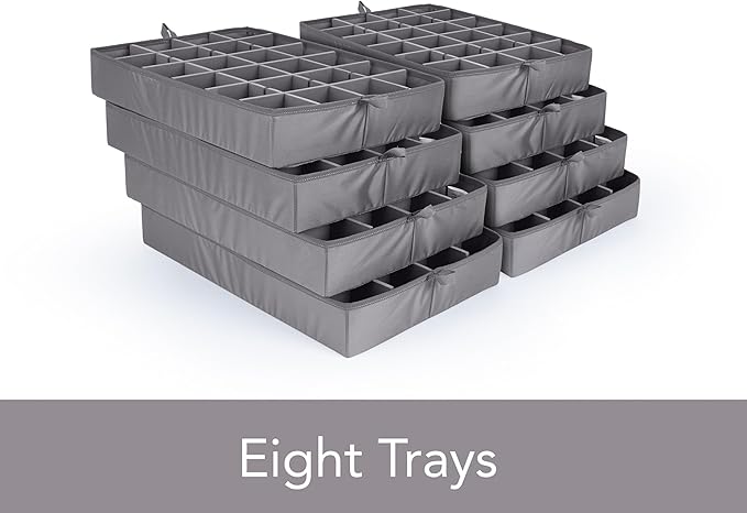 Covermates Keepsakes - Adjustable Zip-Top Storage Box - Configurable FlexGrid Compartments - Heavy Duty Polyester- Reinforced Handles - Stackable Design - Indoor Storage, Grey Heather
