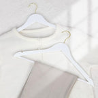 TOPIA HANGER Wooden Hangers 30 Pack, White Wood Coat Hanger with 360° Swivel Gold Hook, Non Slip Pants Bar and Shoulder Notches for Camisole, Jacket, Pants, Smooth Finish Clothes Hangers -CT34WG30