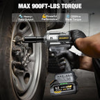 Upgraded Cordless Impact Wrench 1/2", 900 Ft-lbs (1200 Nm) Brushless Impact Gun, 21V High Torque Impact Driver with 2x 4.0Ah Batteries, Variable Speed for Car, Truck, Workshop, Heavy-Duty Jobs