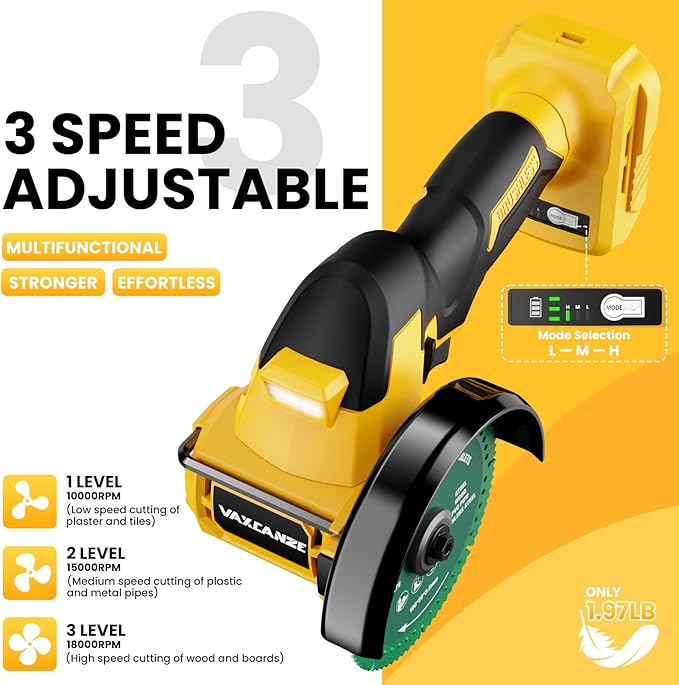 Cordless Cut Off Tool Compatible with DeWalt 20V Max Battery, 18,000 RPM Brushless Motor, 4" Blades (2pcs) with Dust Cover, 1.2mm Max Blade Thickness for Wood/Metal/Plastic【BATTERIES NOT INCLUDED】