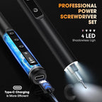 3.7V Mini Electric Screwdriver,Cordless Precision Screwdriver Set,50 in1 Magnetic Bits,Small Repair Tool Kit with Magnetic Storage,5 Torque, LED Display for Electronics Computer,Phone,Glasses,Watch
