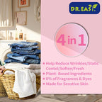 DR.EASY Dryer Sheets Plant Based Formula 252 Ct Super Caring,Softener sheets for Laundry Unscented No Dyes Reduce Static & Wrinkles Help Repel Pet Hair