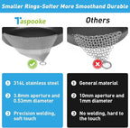 Cast Iron Cleaner & Chainmail Skillet Scrubber - 20''x20'' 3.8mm Small Ring, 316L Stainless Steel Interlocking Mesh Sheet, Flexible Chainmail Panel, Fine Linked Ring Fabric, Woven Ring Net