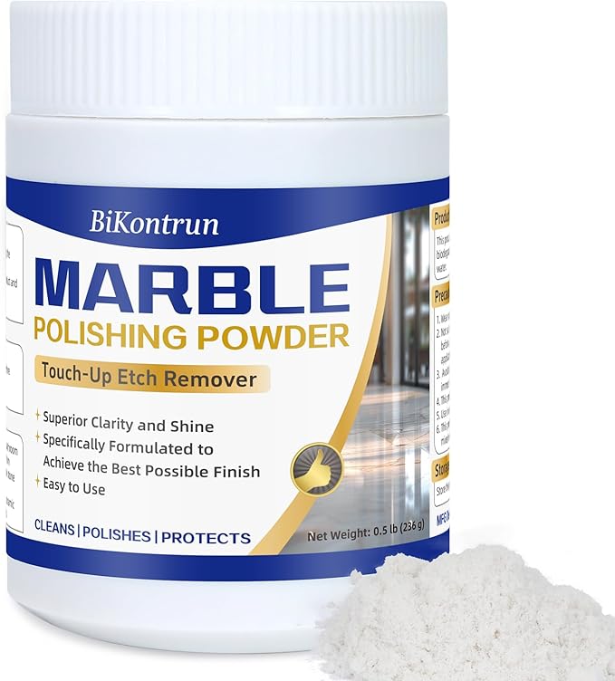 Marble Polishing Powder, Professional Touch-Up Etch Remover, Restore Shine Remove Water Stains Scratches Rings Etches for Marble Stone Granite Quartz Tile Floor Countertop Surfaces Polishing Care