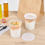 Restaurantware-Asporto 32 Ounce To Go Boxes, 100 Microwavable Round Soup Containers - Clear Plastic Lids Included, Do Not Contain BPA, Clear Plastic Soup Containers, Disposable