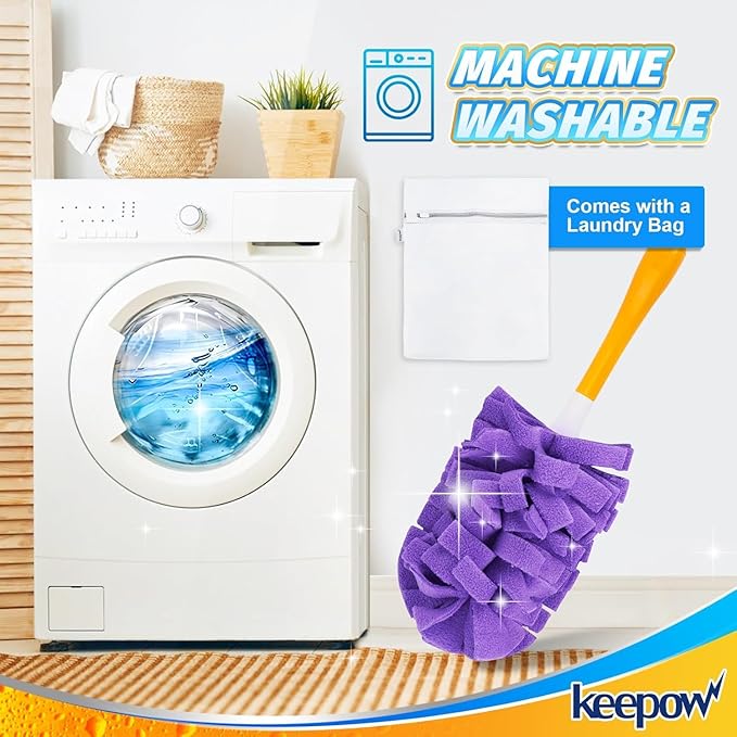 KEEPOW 12 Pack Reusable Duster Refill Compatible with Swiffer Duster Extended Handle, 360° Heavy Duty Duster Refills, Microfiber Dusters for Cleaning, Fleece Refills(Handle is Not Included)