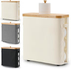32L Bamboo Toilet Paper Storage Basket with Lid and Handle， Toilet Paper Organizer for Bathroom - Mega Capacity ， Collapsible Bathroom Toilet Paper Holder with Storage, Soft Beige，1 Pack
