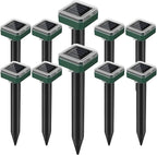 Mole Repellent Solar Powered, 10 Pack Gopher Repellent and Snake Repellent for Yard, Waterproof Ultrasonic Vibration Stakes for Outdoor Lawn Garden to Get Rid of Moles, Voles, Groundhogs, Rodents