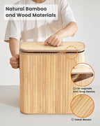 Bamboo Toilet Paper Storage Basket with Lid & Handle - 32L Large Capacity Handwoven Bathroom Organizer for 16 Rolls - Sturdy Stand Holder for Toilet Paper Organization, Natural
