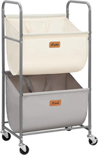 STORAGE MANIAC 80 Liters Vertical Rolling Laundry Hamper, 2 Section Laundry Sorter with Wheels and 2 Breaks, 2-tier Laundry Baskets for Small Space, Dorm, Laundry Room, Closet, Multicolored 2-tier