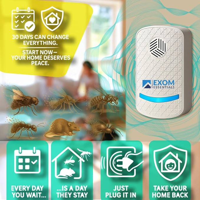 T-24, Ultrasonic Pest Repeller Wall Plug-in Most Effective Than Repellents - Get Rid of - Rodents, Squirrels, Mice, Rats, Bats, Roaches, Ants, Spiders, Bed Bugs, Мosquito, Insects, Fleas (6 Pack)