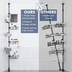 Vatex Corner Shower Caddy Tension Pole,30-120 Inch Adjustable Shower Organizer, 6-Tier Shower Shelves with Towel Rack/Toothbrush Holder/Soap Dish, Bathroom Corner Storage Rust-Resistant