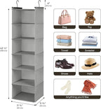 GRANNY SAYS 6 Shelf Hanging Closet Organizers and Storage, Collapsible Closet Hanging Organizer with 2 Sturdy Hooks, Large Hanging Shelves for Kids Baby Clothing Organizer, Ash Gray