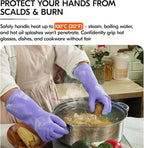 Vgo... Household Cleaning Gloves,Double-layer,Lined Dishwashing Gloves,Long Sleeves for Kitchen,Bathroom Cleaning(TP1117)