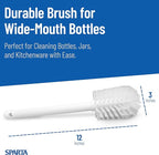 SPARTA Large Water Bottle Brush Ideal for Wide-Mouth Jars, Bottles and Tumblers, Dishwashing Tool with Handle for Home and Commercial Kitchens, Plastic, 12 Inches, White