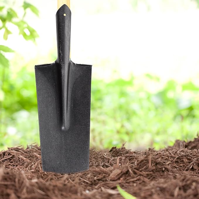Heavy-Duty Manganese Steel Garden Spade and Narrow-Head Digging Shovel for Tree Planting and Soil Excavation with Sturdy Metal Handle for Lawn and Patio Gardening