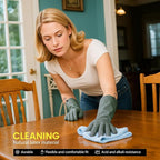 Dishwashing Gloves for Kitchen, 4 Pairs Rubber Cleaning Household Dish Washing Latex Glove with Hanging Hook (Black+Blue+Green+Grey, Small)