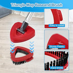 Spin Mop Handle, Mop Replacement Heads,Brush,Base Compatible with OCedar RinseClean 2 Tank,Inclued 2 Microfiber Mop Heads,1 Mop Base,2 Brush and 4-Section Mop Handle for Ocedar,Use for Floor Cleaning