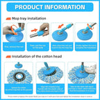 Spin Mop Replacement Handle 360 Degree Spin Mop Pole Handle Replacement Rotating Telescopic Stick for Mop Head, Ideal for Home and Household Cleaning