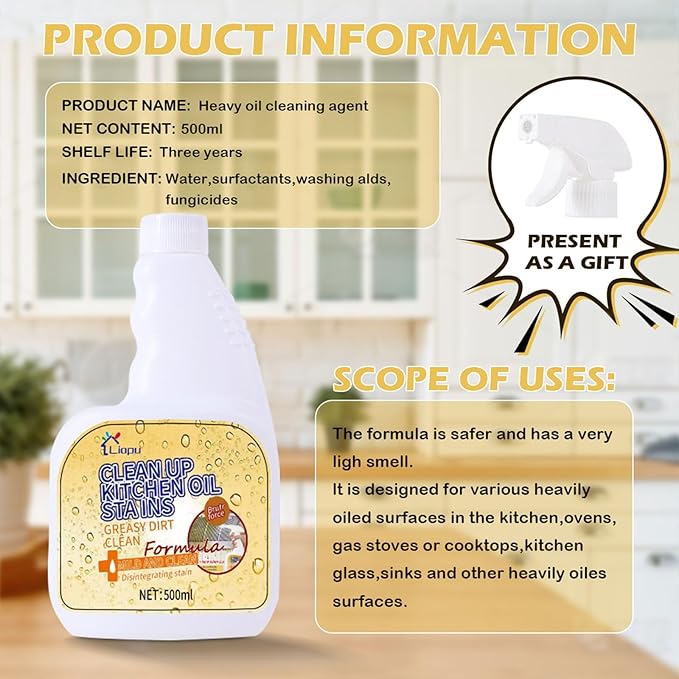 Liapu 2Pcs All Purpose Cleaner, Remove Stains Cleaning Spray, Kitchen Cleaner Spray, Heavy Duty Multi Purpose Degreaser Cleaner Spray Removes Grease, Grime, And Stains On Microwave & Oven & Stove Top