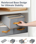 DIMJ Large Wardrobe Clothes Organizers - Foldable Closet Clothing Organizer for Jean Sweater Shirt Pants Underwear Bra, Divided Clothes Drawer, Grey Closet Shelf Organizer Boxes