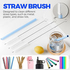 6 Pack Holikme 4 in 1 Cup Lid Cleaning Brush Set with 3 Straws, Multifunctional Bottle Brush, Silicone Cup Lid Gap Cleaner, Durable Bristle Crevice Cleaning Brush, Navy