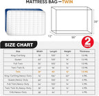 2 PK Twin Mattress Bags for Moving, Waterproof & Tear-Resistant Plastic Mattress Bag for Storage, Disposal & Moving Supplies