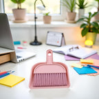 Plastic Mini Broom and Dustpan,Mini Cleaning Brush with Dustpan Set Desktop Cleaning Accessories,Pink with Set,Plastic Broom