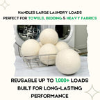 Wool Dryer Balls – 100% New Zealand Wool, Reduces Drying Time, Softens Laundry&Removes Wrinkles, Alternative to Plastic Balls & Natural Fabric Softener, Reusable Eco-Friendly Dryer Balls(Pack of 6 XL)