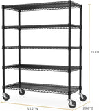 M MZG 53" W Garage Shelving 5 Tier Industrial 2200LBS Metal Shelving Units for Commercial, Basement, Pantry, Warehouse, School, Black Heavy Duty Easy Assembly 53.2" W x 23.6" D x 73.6" H